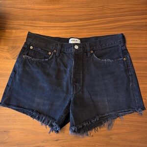 Agolde Parker Long Black Denim Jean Shorts